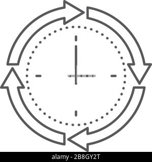Clock and circular arrow vector icon isolated on white background Stock Vector