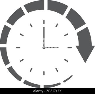 Clock and circular arrow vector icon isolated on white background Stock Vector
