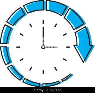 Clock and circular arrow vector icon isolated on white background Stock Vector
