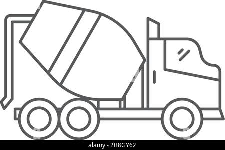 Concrete mixer truck vector icon isolated on white background Stock Vector