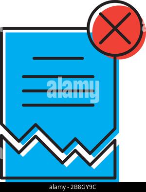 Corrupted file document vector icon isolated on white background Stock Vector