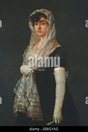 Goya - Young Lady Wearing a Mantilla and Basquina. Stock Photo