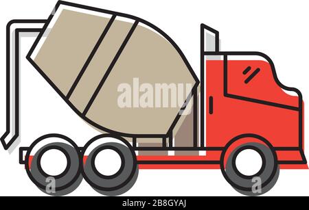Concrete mixer truck vector icon isolated on white background Stock Vector