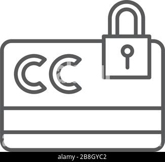 Credit card with lock vector icon isolated on white background Stock Vector