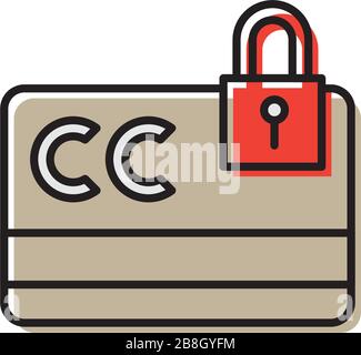Credit card with lock vector icon isolated on white background Stock Vector