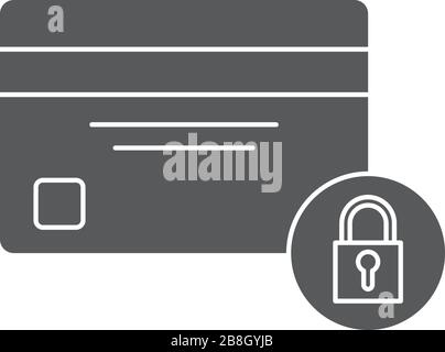 Credit card with lock vector icon isolated on white background Stock Vector