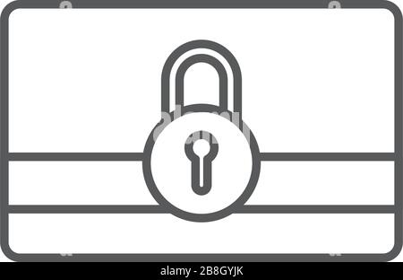 Credit card with lock vector icon isolated on white background Stock Vector