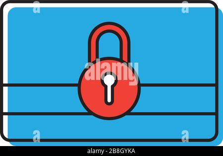 Credit card with lock vector icon isolated on white background Stock Vector