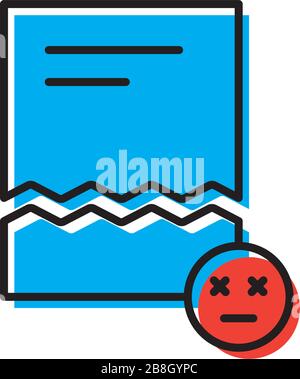 Corrupted file document vector icon isolated on white background Stock Vector