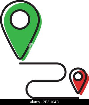 Destination track point vector icon isolated on white background Stock Vector