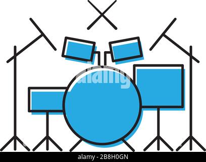 Drum kit vector icon isolated on white background Stock Vector