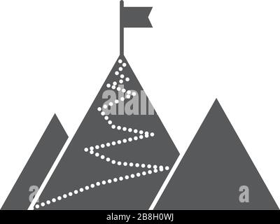 Flag on mountain top vector icon isolated on white background Stock Vector