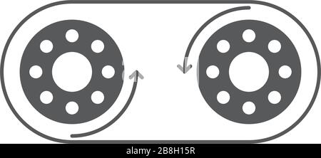 Gears with belt vector icon isolated on white background Stock Vector