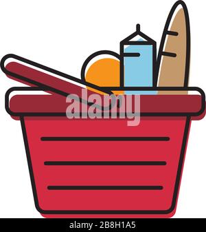 Grocery shopping basket vector icon symbol isolated on white background Stock Vector