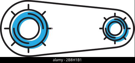 Gears with belt vector icon isolated on white background Stock Vector