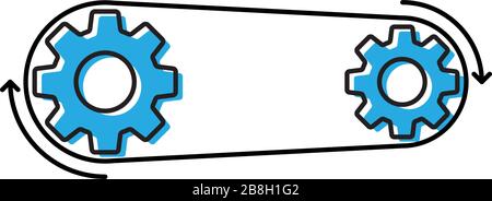 Gears with belt vector icon isolated on white background Stock Vector
