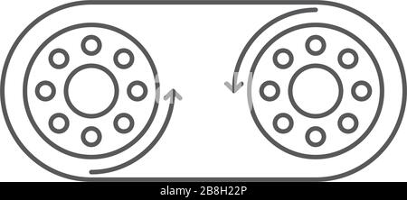 Gears with belt vector icon isolated on white background Stock Vector