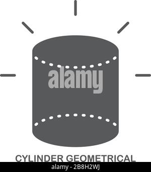 Cylinder geometrical figure vector icon isolated on white background Stock Vector