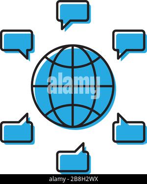 Global chat messages vector icon isolated on white background Stock Vector