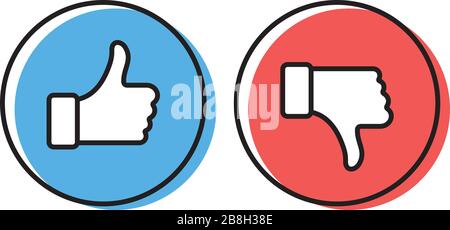 Thumbs up and thumbs down vector icon, isolated on white background Stock Vector
