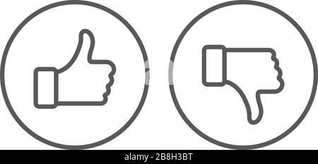 Thumbs up and thumbs down vector icon, isolated on white background Stock Vector
