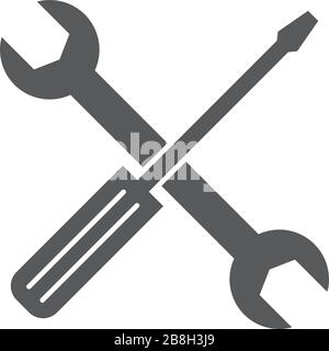 Wrench and screwdriver vector icon, isolated on white background Stock Vector