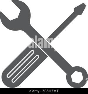 Wrench and screwdriver vector icon, isolated on white background Stock Vector