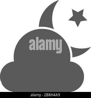 Clouds moon stars vector icon, isolated on white background Stock Vector