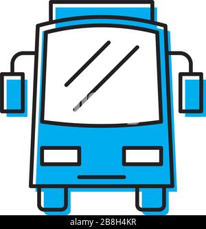 Bus front view icon, isolated on white background Stock Vector