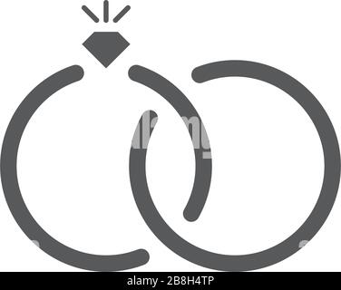 Engagement rings vector icon isolated on white background Stock Vector