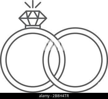 Engagement rings vector icon isolated on white background Stock Vector