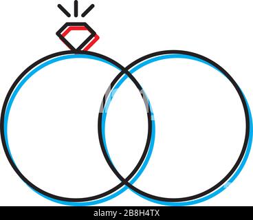 Engagement rings vector icon isolated on white background Stock Vector