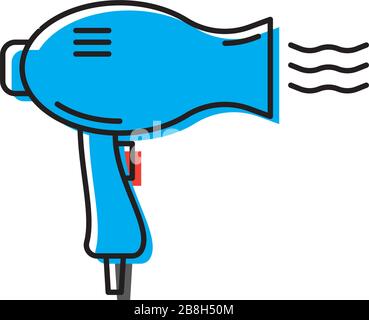 Hair dryer vector icon, isolated on white background Stock Vector