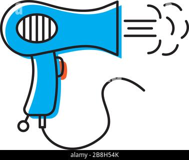 Hair dryer vector icon, isolated on white background Stock Vector