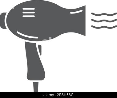 Hair dryer vector icon, isolated on white background Stock Vector
