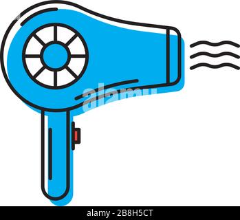 Hair dryer vector icon, isolated on white background Stock Vector