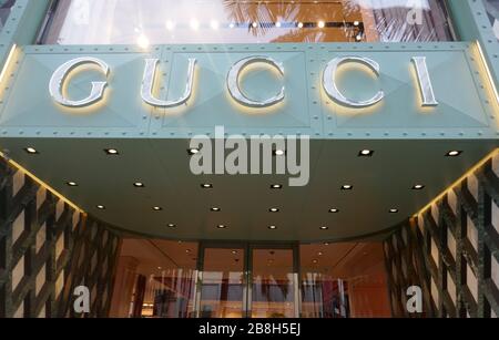 Gucci store overhead sign on Rodeo Drive in Beverly Hills California Stock  Photo - Alamy