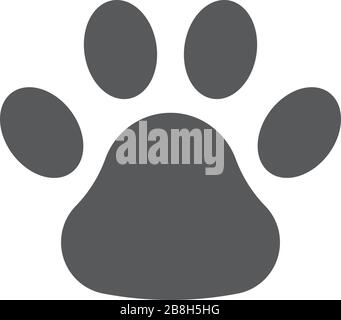 Black Paw Print vector icon, isolated on white background Stock Vector