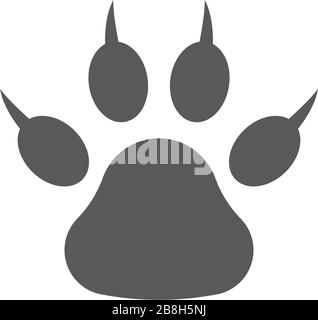 Black Paw Print vector icon, isolated on white background Stock Vector