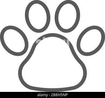 Black Paw Print vector icon, isolated on white background Stock Vector