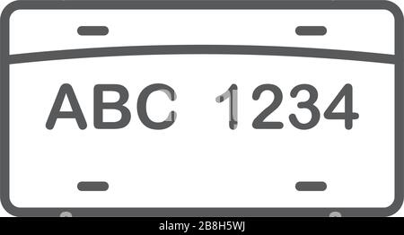 License plate vector icon, isolated on white background Stock Vector