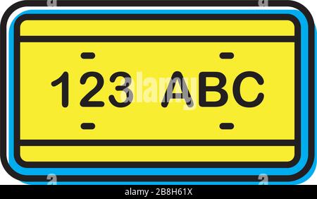 License plate vector icon, isolated on white background Stock Vector