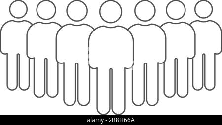 People icon set. Crowd of people, isolated on white background Stock Vector