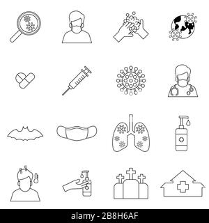 set of Coronavirus,danger flu from bat with outline design,vector illstration Stock Vector