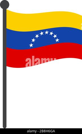 wavy venezuela flag vector illustration with flagpole isolated on white Stock Vector