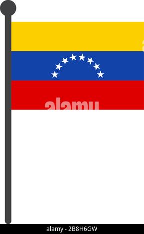simple flat venezuela flag vector illustration with flagpole isolated on white background Stock Vector