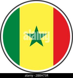 Circle senegal flag with grey border vector illustration isolated on white on vector isolated on white background Stock Vector