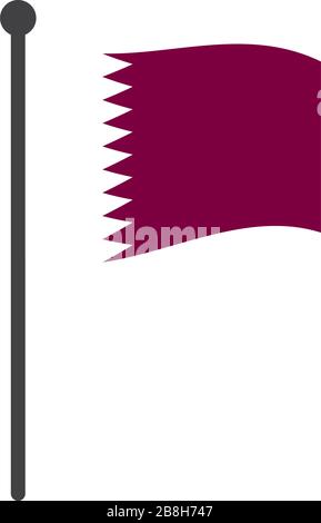 wavy qatar flag vector illustration with flagpole isolated on white Stock Vector