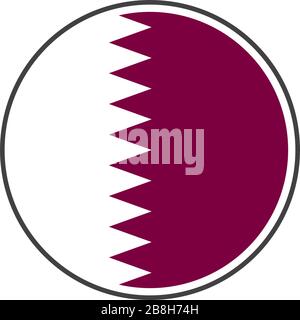 Circle qatar flag with grey border vector illustration isolated on white on vector isolated on white background Stock Vector