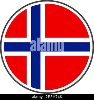 Circle norway flag with icon vector isolated on white background Stock Vector